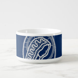 Blessed Virgin Mary, white lace, navy blue Bowl