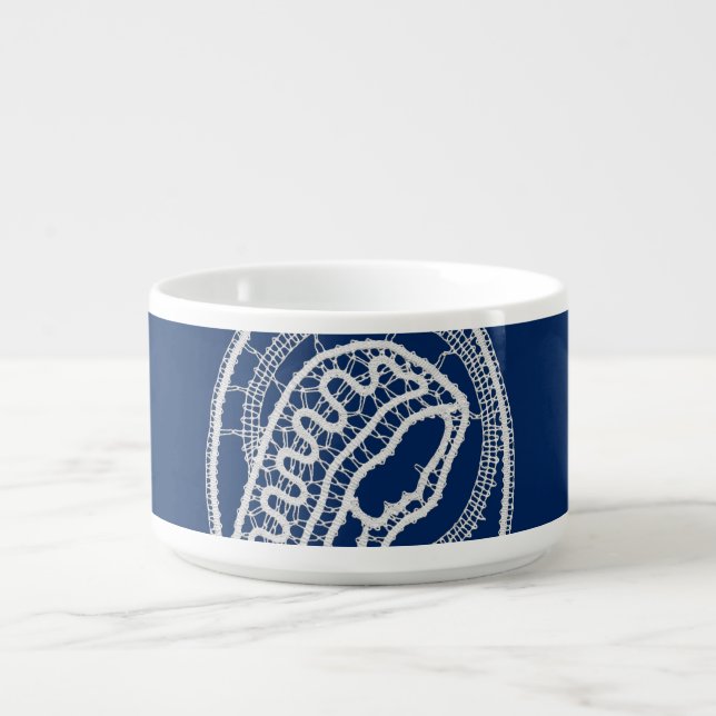 Blessed Virgin Mary, white lace, navy blue Bowl (Center)
