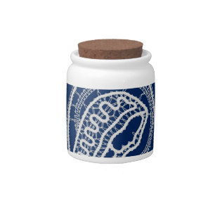 Blessed Virgin Mary, white lace, navy blue Candy Jar