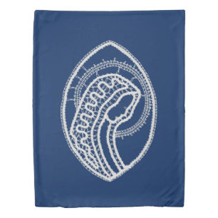 Blessed Virgin Mary, white lace, navy blue Duvet Cover
