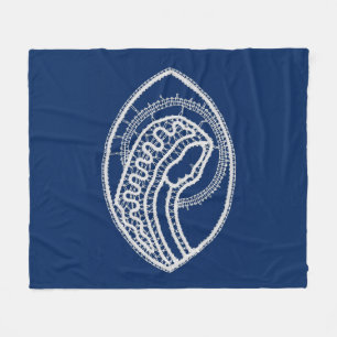 Blessed Virgin Mary, white lace, navy blue Fleece Blanket