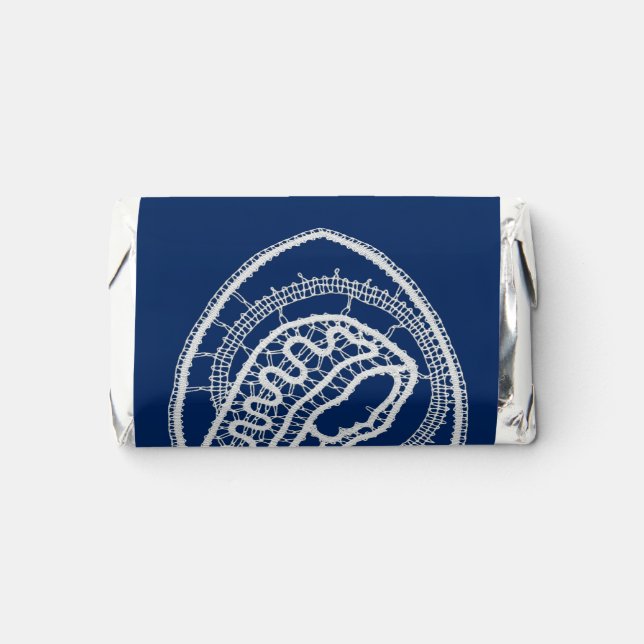 Blessed Virgin Mary, white lace, navy blue Hershey's Miniatures (Front)