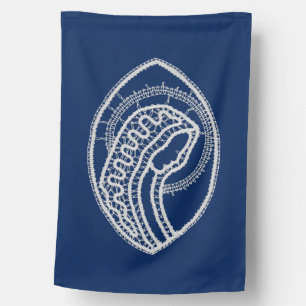 Blessed Virgin Mary, white lace, navy blue House Flag