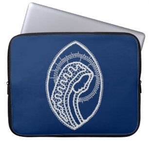 Blessed Virgin Mary, white lace, navy blue Laptop Sleeve