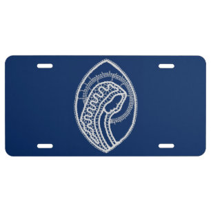 Blessed Virgin Mary, white lace, navy blue License Plate