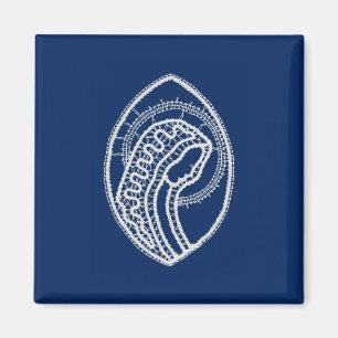 Blessed Virgin Mary, white lace, navy blue Magnet
