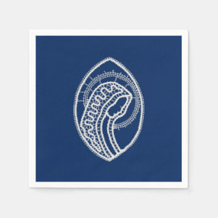 Blessed Virgin Mary, white lace, navy blue Napkins