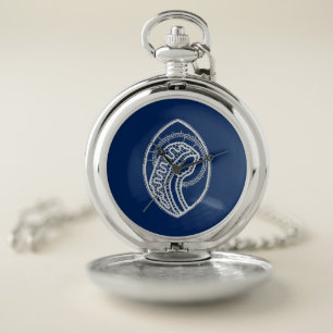 Blessed Virgin Mary, white lace, navy blue Pocket Watch