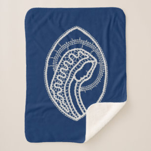 Blessed Virgin Mary, white lace, navy blue Sherpa Blanket