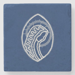 Blessed Virgin Mary, white lace, navy blue Stone Coaster