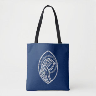 Blessed Virgin Mary, white lace, navy blue Tote Bag