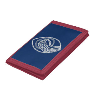 Blessed Virgin Mary, white lace, navy blue Tri-fold Wallet