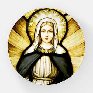 Blessed Virgin Mary with a Halo of Stars Paperweight