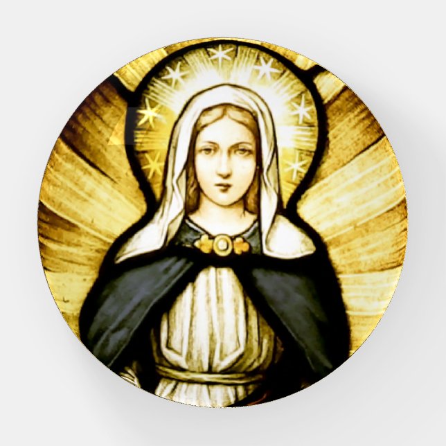 Blessed Virgin Mary with a Halo of Stars Paperweight (Front)