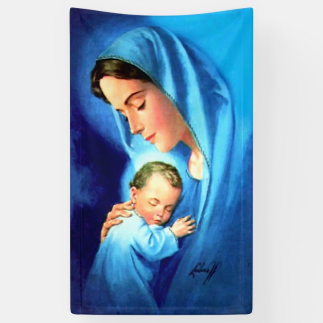 Blessed Virgin Mary with Baby Jesus Banner (Vertical)