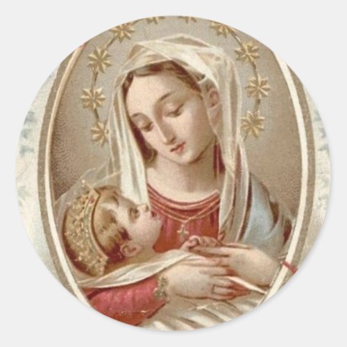 Blessed Virgin Mary with Baby Jesus Classic Round Sticker