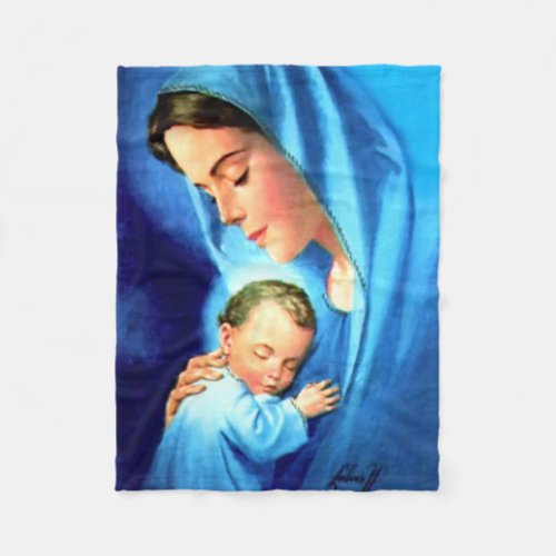 Blessed Virgin Mary with Baby Jesus Fleece Blanket