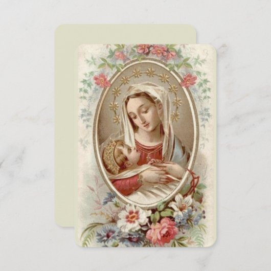 Blessed Virgin Mary with Baby Jesus & Flowers (Front/Back)