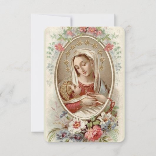 Blessed Virgin Mary with Baby Jesus & Flowers (Front)