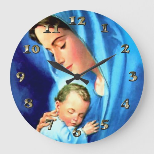 Blessed Virgin Mary with Baby Jesus Large Clock