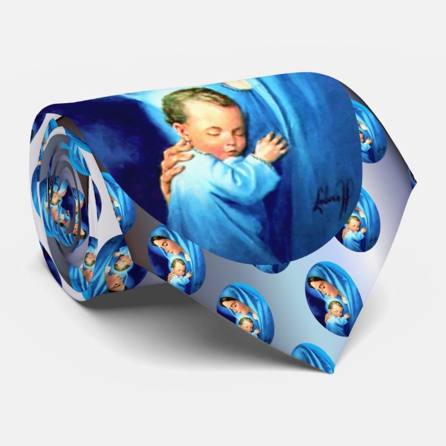 Blessed Virgin Mary with Baby Jesus Neck Tie (Rolled)