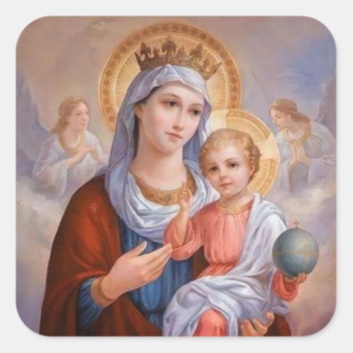 Blessed Virgin Mary with Baby Jesus Square Sticker