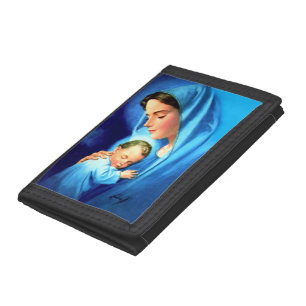 Blessed Virgin Mary with Baby Jesus Tri-fold Wallet