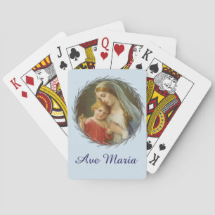 Blessed Virgin Mary with Baby Jesus Wreath Poker Cards
