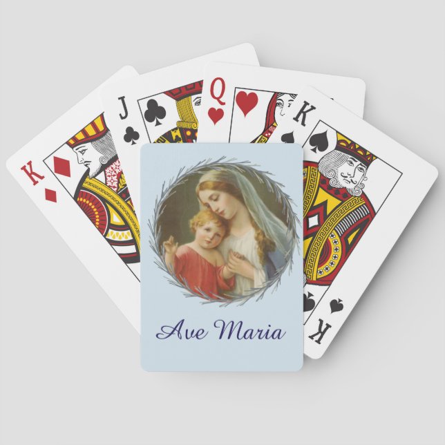 Blessed Virgin Mary with Baby Jesus Wreath Poker Cards (Back)