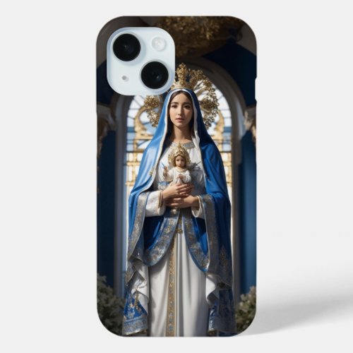 Blessed Virgin Mary with Jesus iPhone 15 Case
