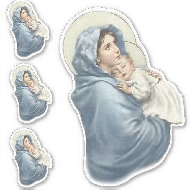 Blessed Virgin Mary with Jesus Religious Vinyl Sticker (Front)