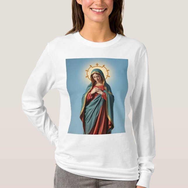 Blessed Virgin Mary Women's Long Sleeve Tee Shirt (Front)