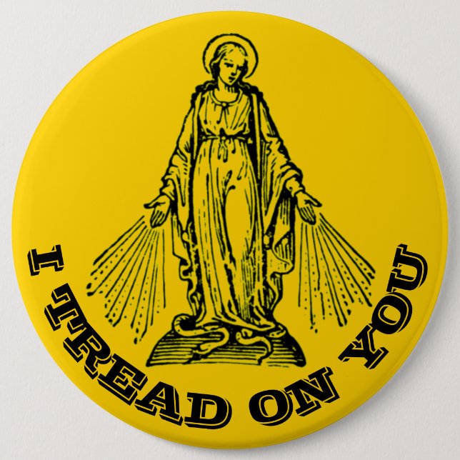 Blessed Virgin Mother Mary Catholic Religious Button (Front)