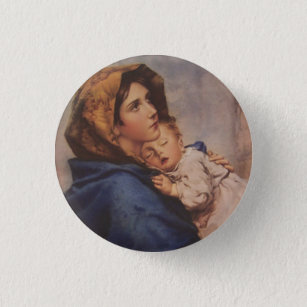 Blessed Virgin Mother Mary with Baby Jesus Pinback Button
