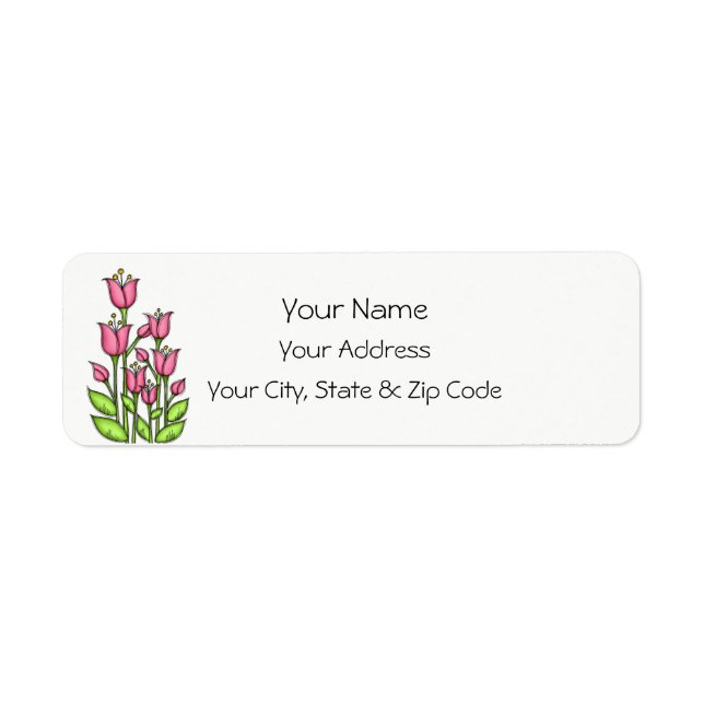 Blessed Watercolor Doodle Flower Address Label (Front)