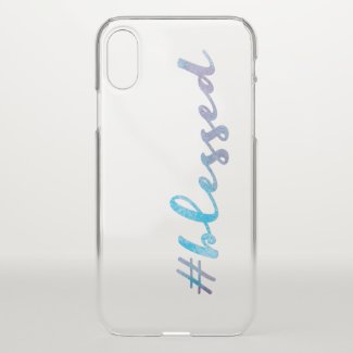 #Blessed, Watercolor Handlettering Script iPhone X Case