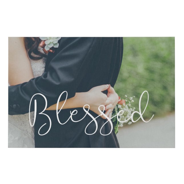 Blessed Whimsical script Faux Canvas Print (Front)