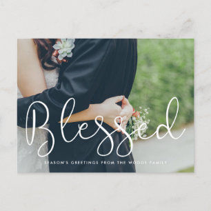 Blessed Whimsical script photo holiday Postcard