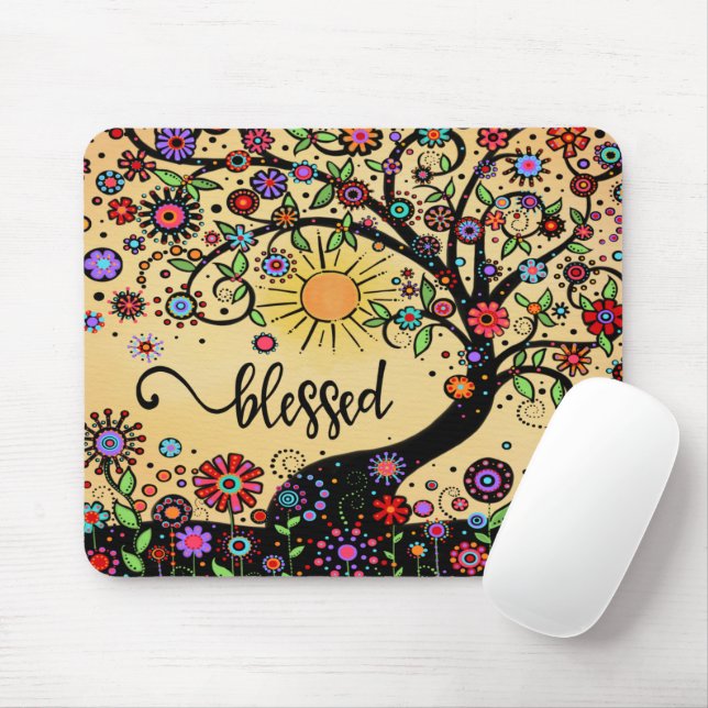 BLESSED Whimsical Tree Mouse Pad (With Mouse)