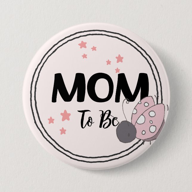 Blessed Wings: Adorable Ladybird Mom-to-Be Button (Front)