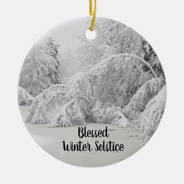 Blessed Winter Solstice Ceramic Ornament (Front)