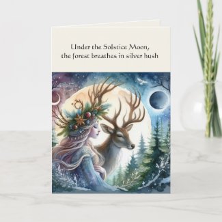 Blessed Winter Solstice Goddess and Deer Card