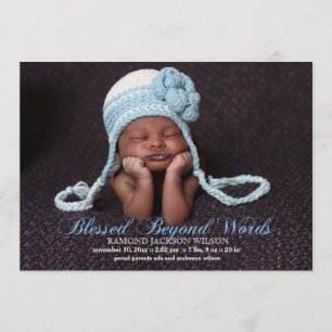 Blessed With A Boy Photo Birth Announcement