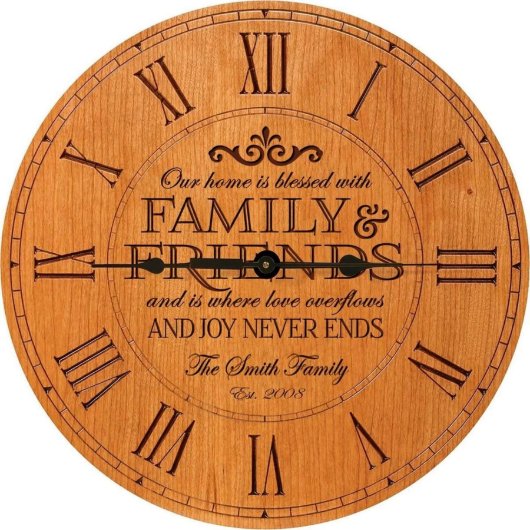 Blessed With Family & Friends Roman Numeral Clock (Front)