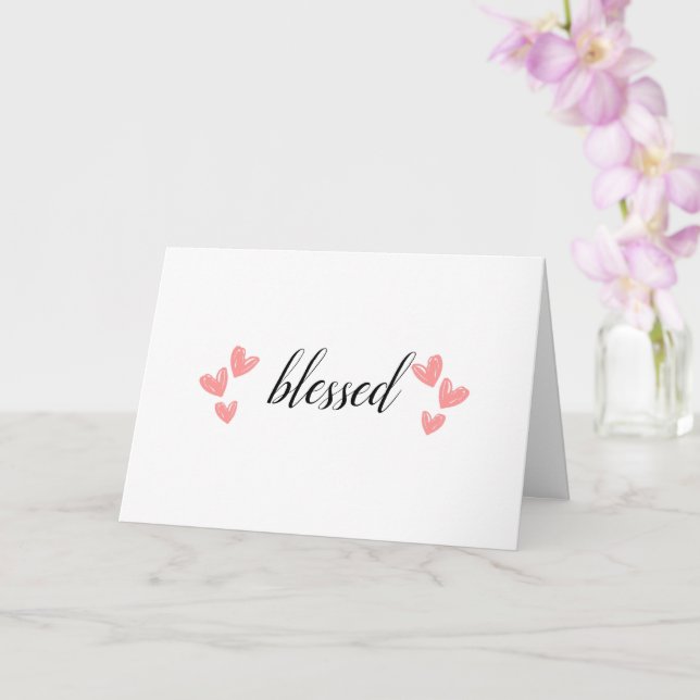Blessed with Pink Hearts Greeting Card (Orchid)