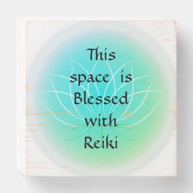 Blessed with Reiki Wooden Box Sign (Front Horizontal)