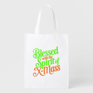 Blessed With The Spirit Of X-mass Digital Art Des Grocery Bag