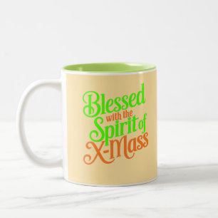 Blessed With The Spirit Of X-mass Digital Art Two-Tone Coffee Mug