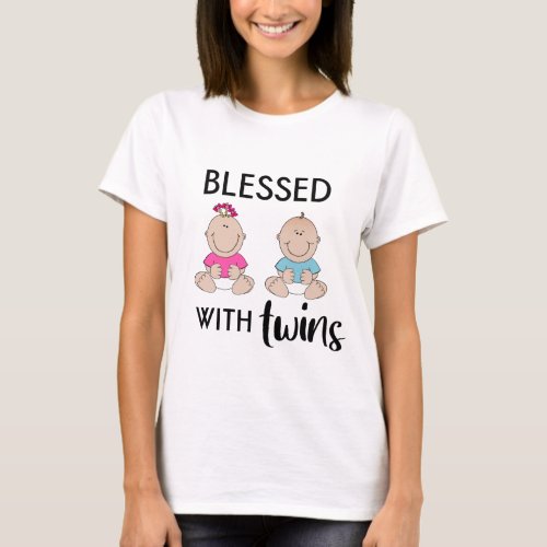 Blessed with Twins  New Mother T_Shirt