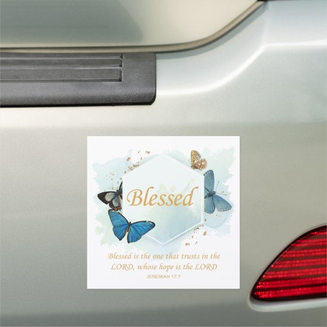 Blessed – Women's Christian Faith Butterfly Verse  Car Magnet (In Situ)